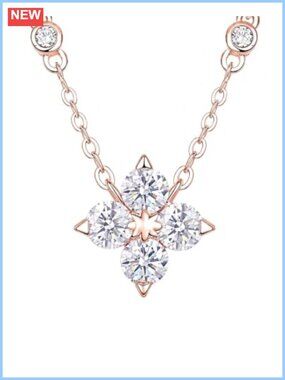 Moissanite Four-Leaf Clover Necklace 925 Sterling Silver Pendant